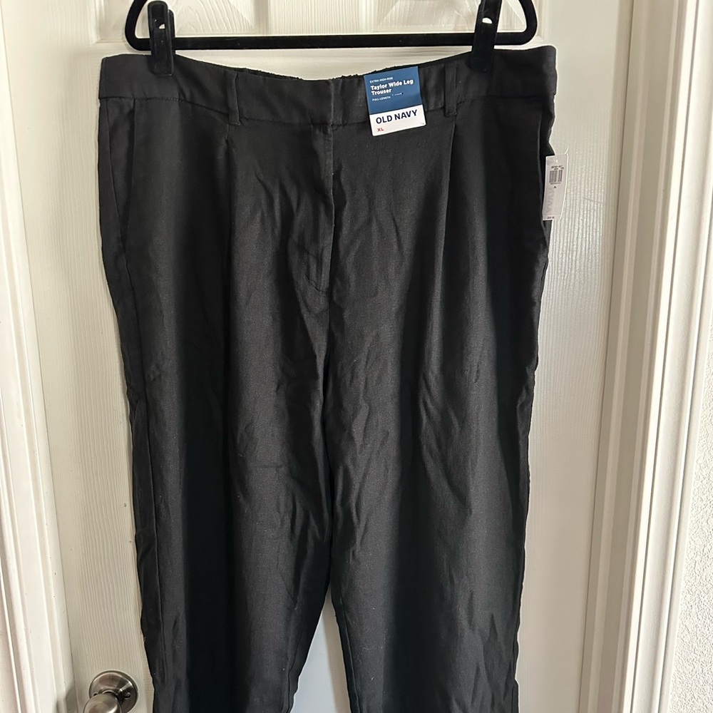 Black Linen High-Waisted Wide-Leg Taylor Pants XL NWT - Picture 2 of 2